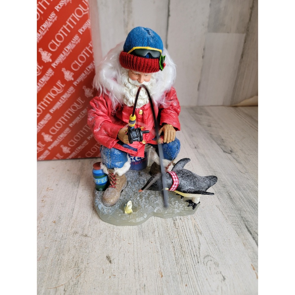 Clothtique frozen entree RARE‎ Santa claus ice fishing vintage unique home decor